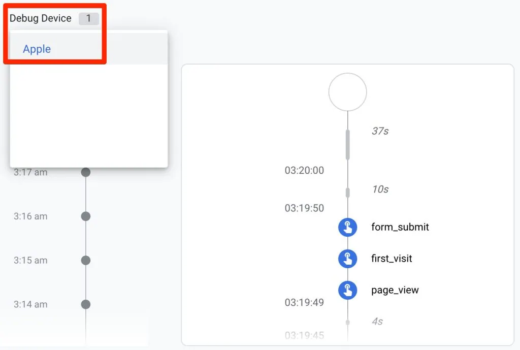 Debug device in GA4 DebugView