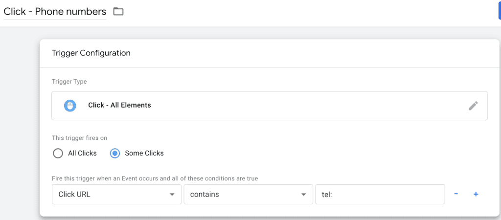 Clicks on a number on your mobile website conversion trigger in GTM