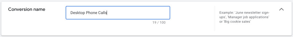 Google Ads Conversion name