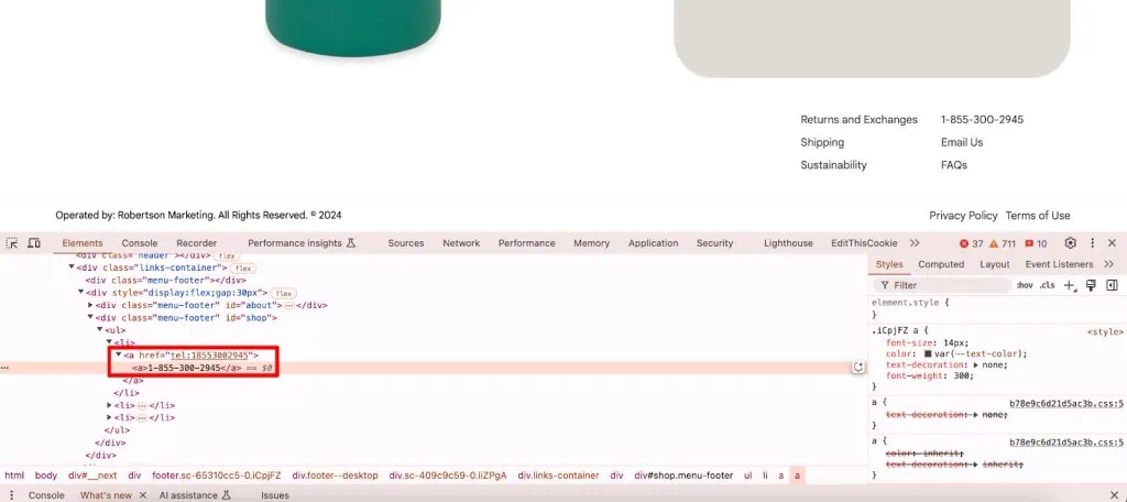 Tel: for phone number on Google Merchandise store