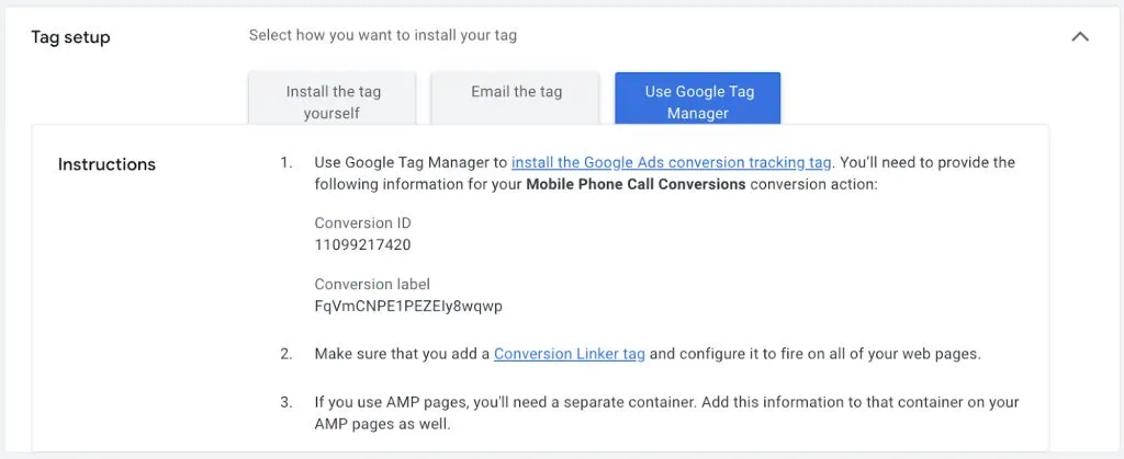 Use Google Tag Manager to add a mobile phone call conversion tag to your website